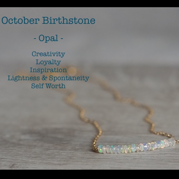 Ethiopian Opal Bar Necklace in 14k gold filled - Picture 6 of 6